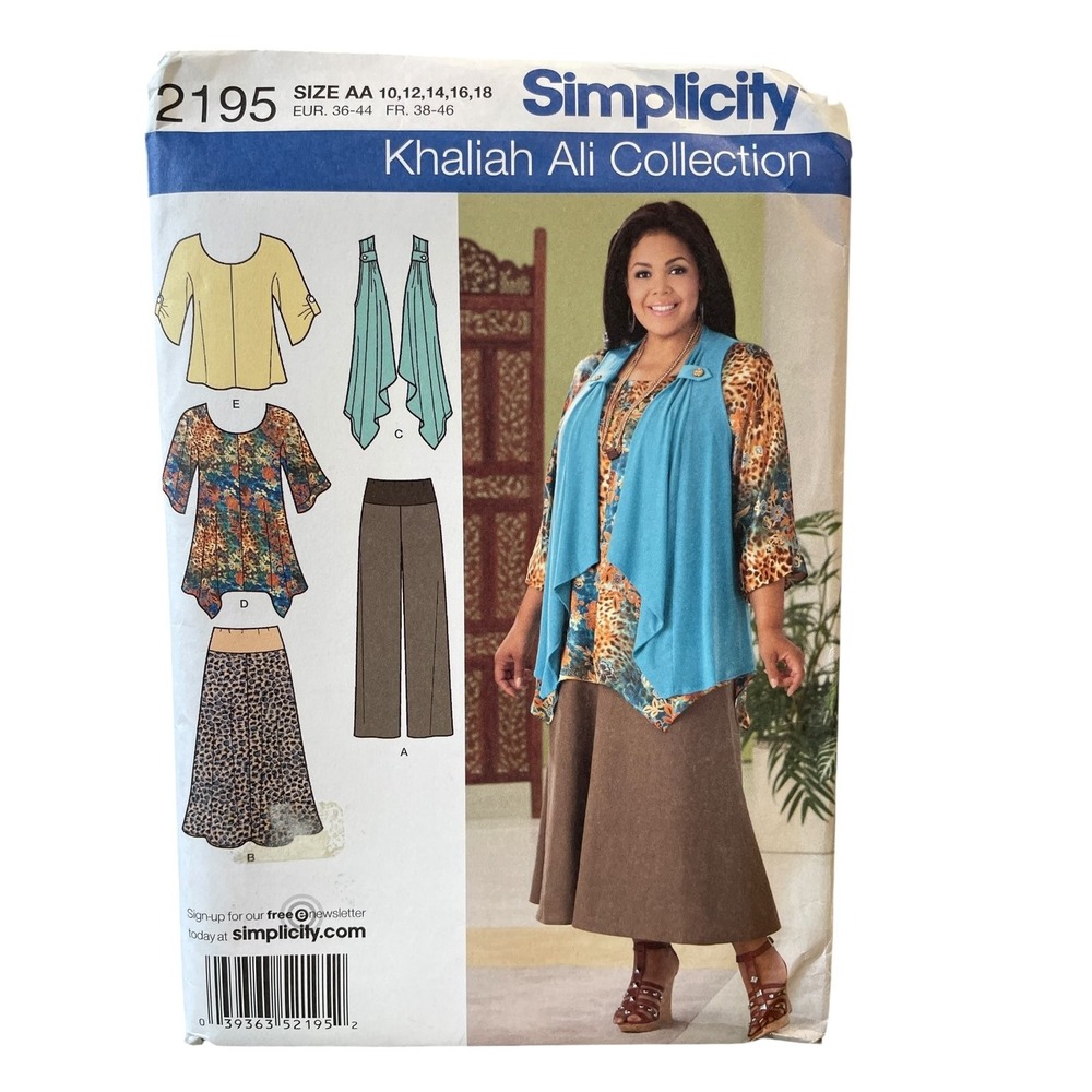 Simplicity 2195 Misses Plus Size Tunic Top Pants Skirt Vest FF UNCUT